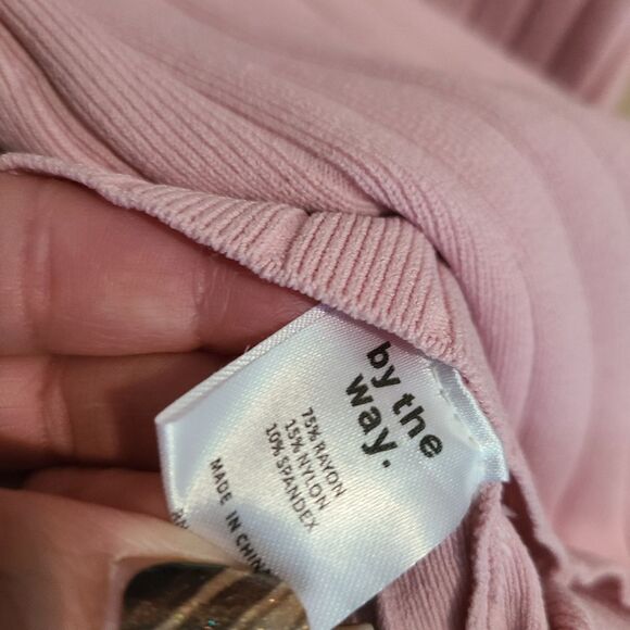 By The Way X Revolve Pink Off The Shoulder Asymmetrical Ribbed Bodycon D… - Picture 4 of 6